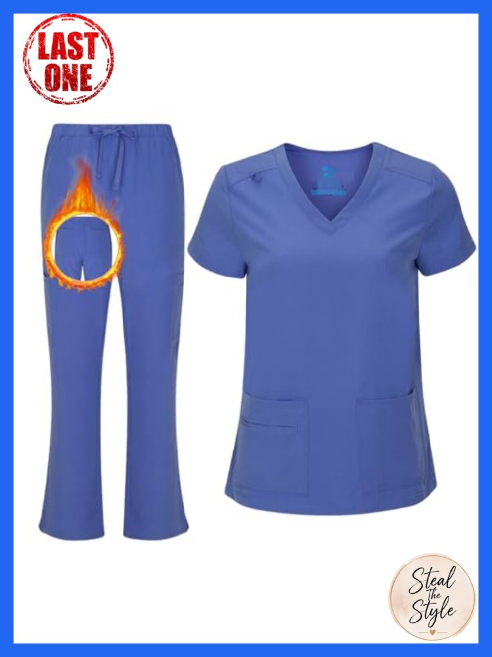 Cool Stretch V-Neck Scrub Set Top & Cargo Pant Regular Petite